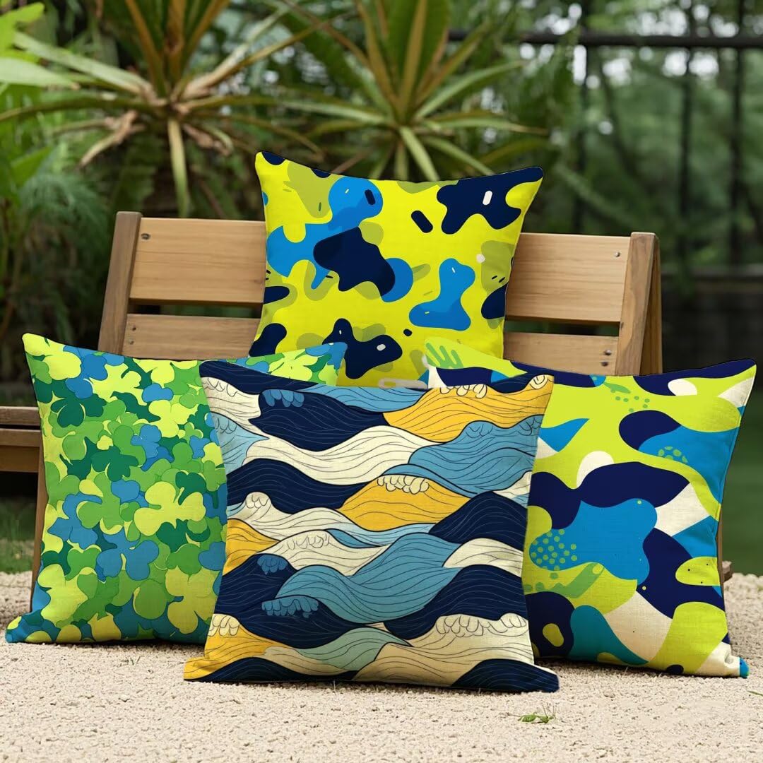 Housse de coussin extérieur imperméable 35x35cm taie oreiller déco canapé de jardin carré