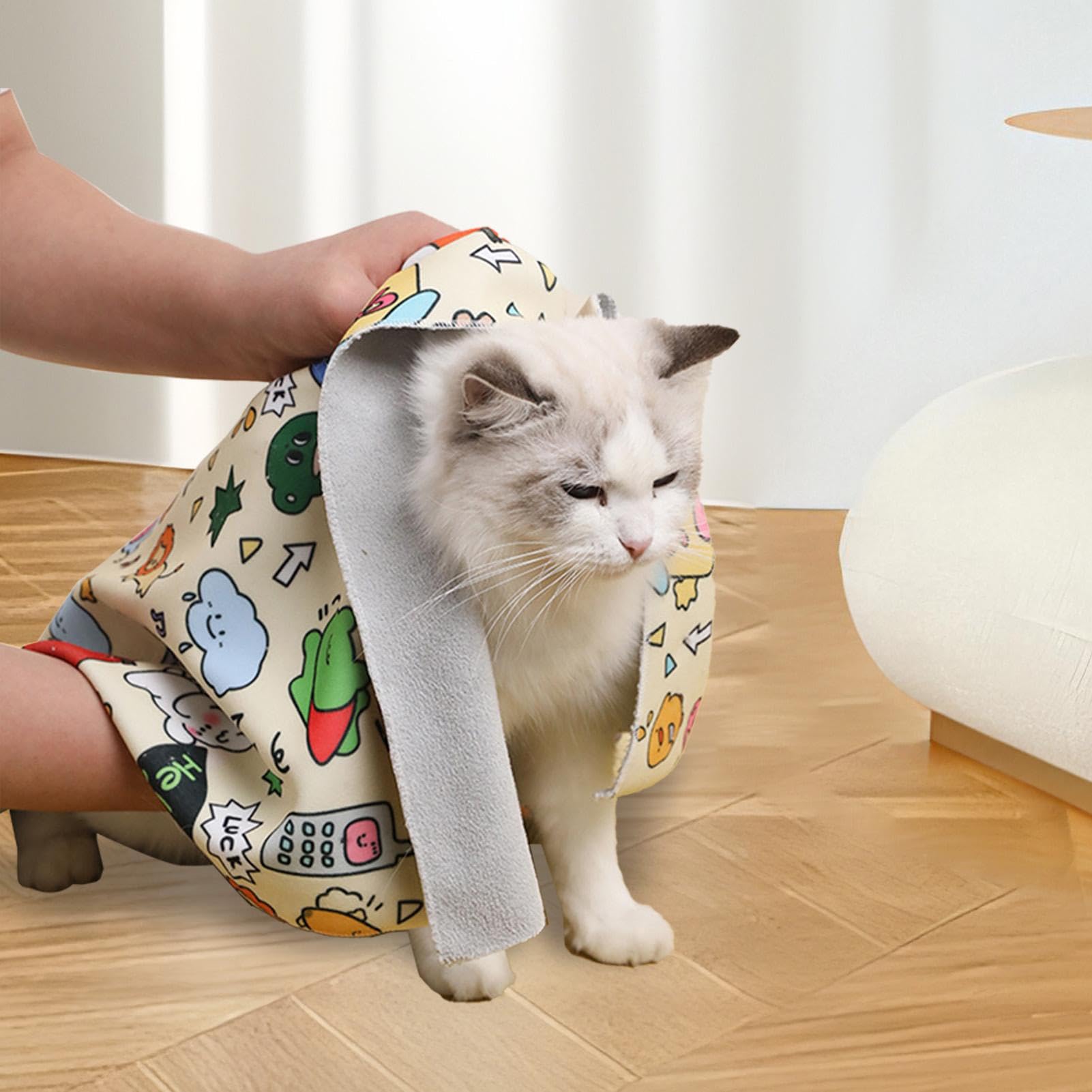 Amazon | 猫グルーミングラップ 猫粘着性のある猫のおくるみラップ固定