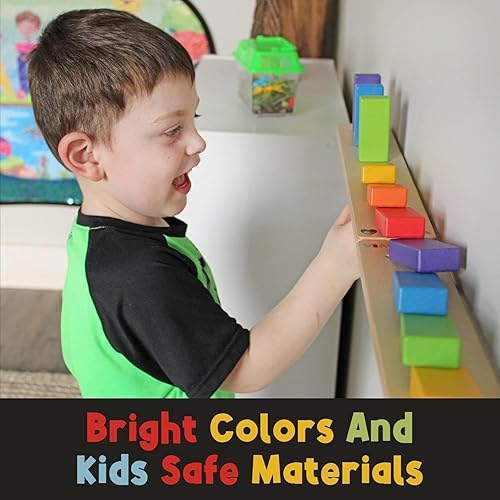 Miniatura 6 de Paredsoporte de dominó que cae de madera bloques de dominó coloridos para niños