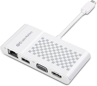 Cable Matters USB C Multiport Adapter (USB C Dock with USB C to HDMI 4K or USB C to VGA), USB 3.0 and Ethernet White - USB-C & Thunderbolt 3 Port Compatible for MacBook Pro, Dell XPS 13/15 and More