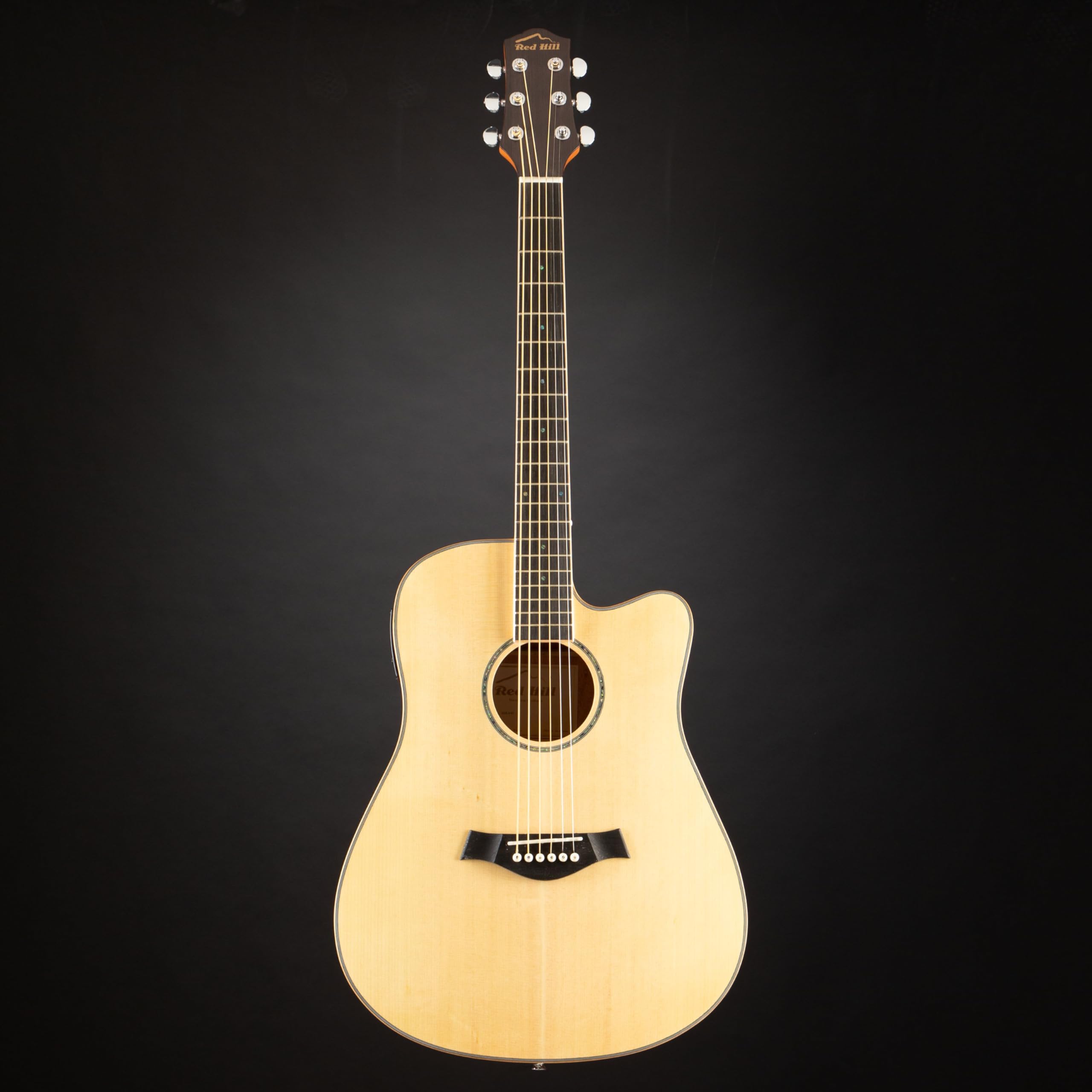 Red Hill DCE-S NT Natural Dreadnought Cutaway Westerngitarre, Massive Fichtendecke, Sapele Korpus, JM-6T Tonabnehmer, Stimmgerät, 4-Band Equalizer