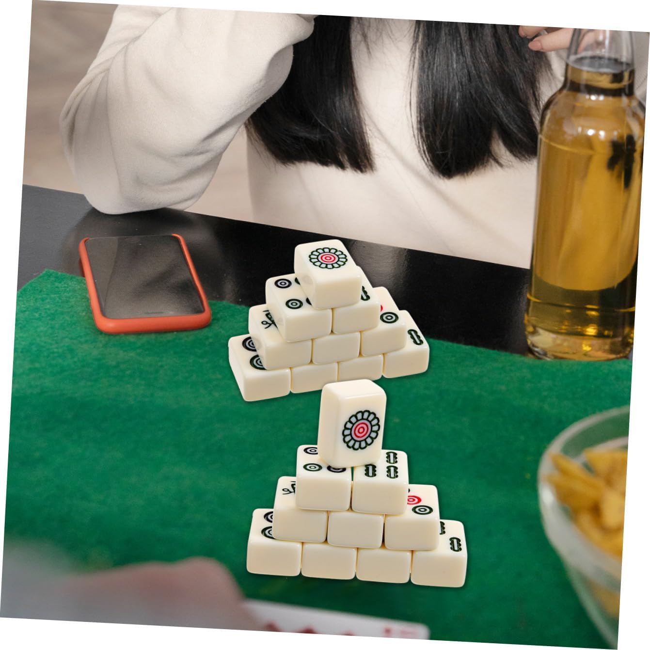 IMIKEYA 1set Portable Chinese Mahjong Game Storage Case Mini Travel Mahjong Kit for Home Parties Lightweight and Practical Design for Fun