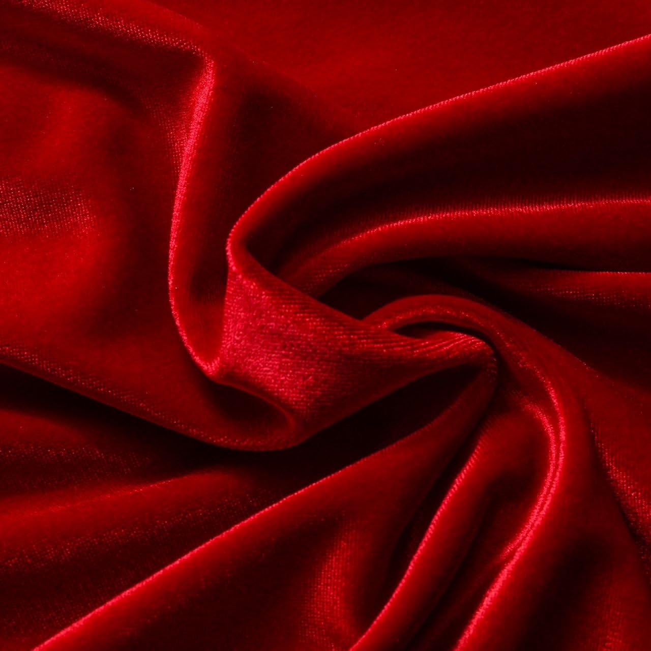 Deluxe Velvet 4-Way Stretch Shiny Fabric | for Apparel & Non-Garment Products | 90% Polyester, 10% Spandex (1 Yard, Red)