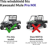 Vista 2 de Kawasaki Mule Pro MX - Parabrisas plegable completo de Clearly Tough (52 1/2 pulgadas de ancho) Resistente a los arañazos Verdadero parabrisas