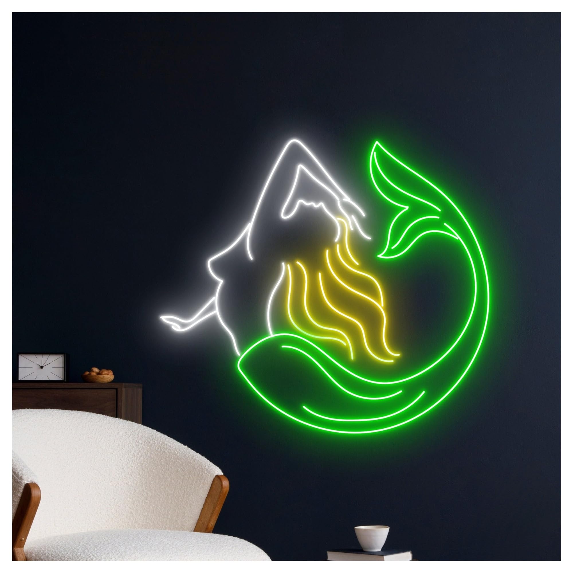 Decoración Lámparas Letrero De Neón Sirena Para Habitación Bebé, Decoración Pared Playa Oceánica, Escaparate, Entrada Comercial, 55cm