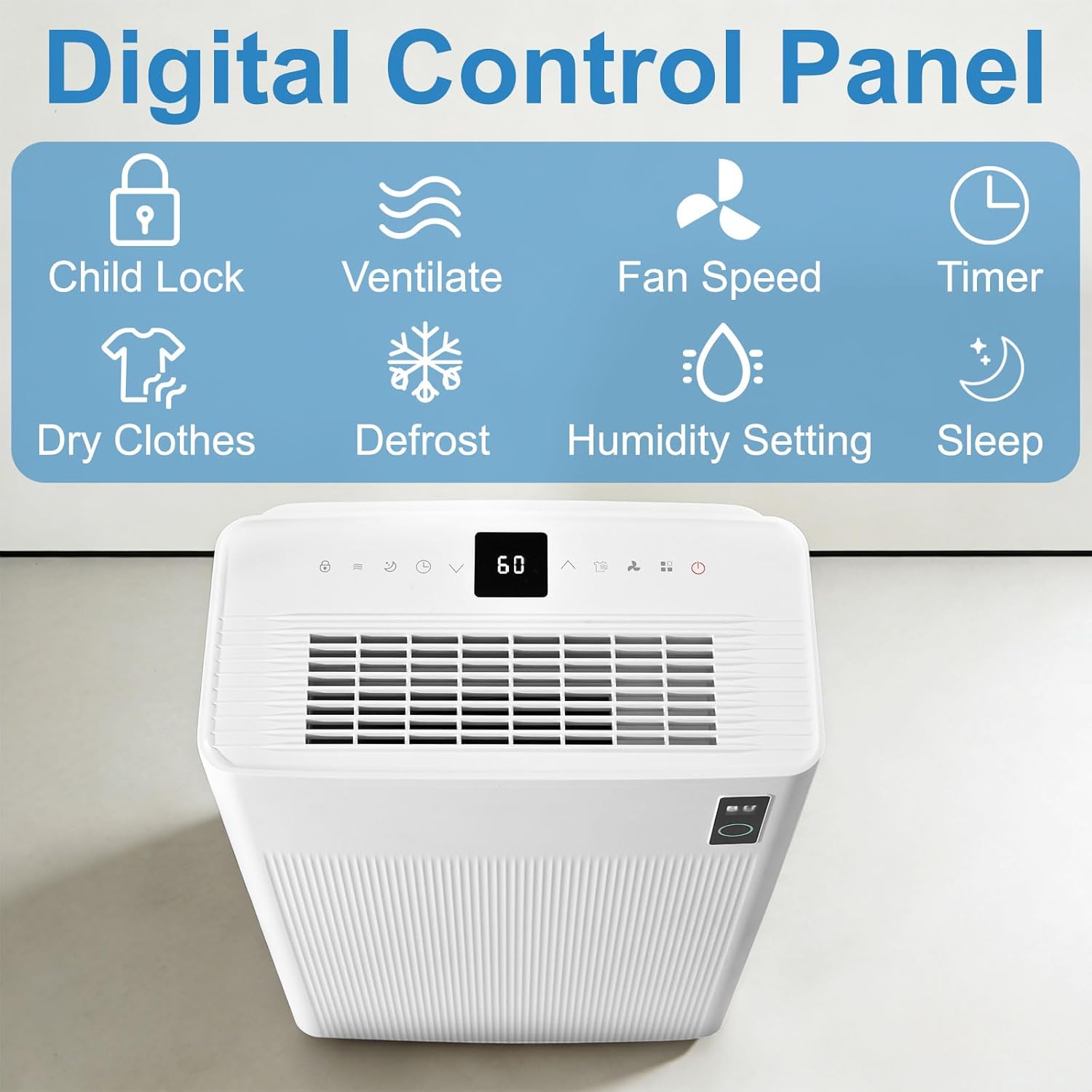DOGHLY 50 Pints Dehumidifier for Home Basement up to 4000 Sq.Ft, Portable Dehumidifiers with 1.7 Gal Water Tank and Drain Hose, Sleep Mode, Timer, Dul-LED Display, Quiet Dehumidifier for Bedroom
