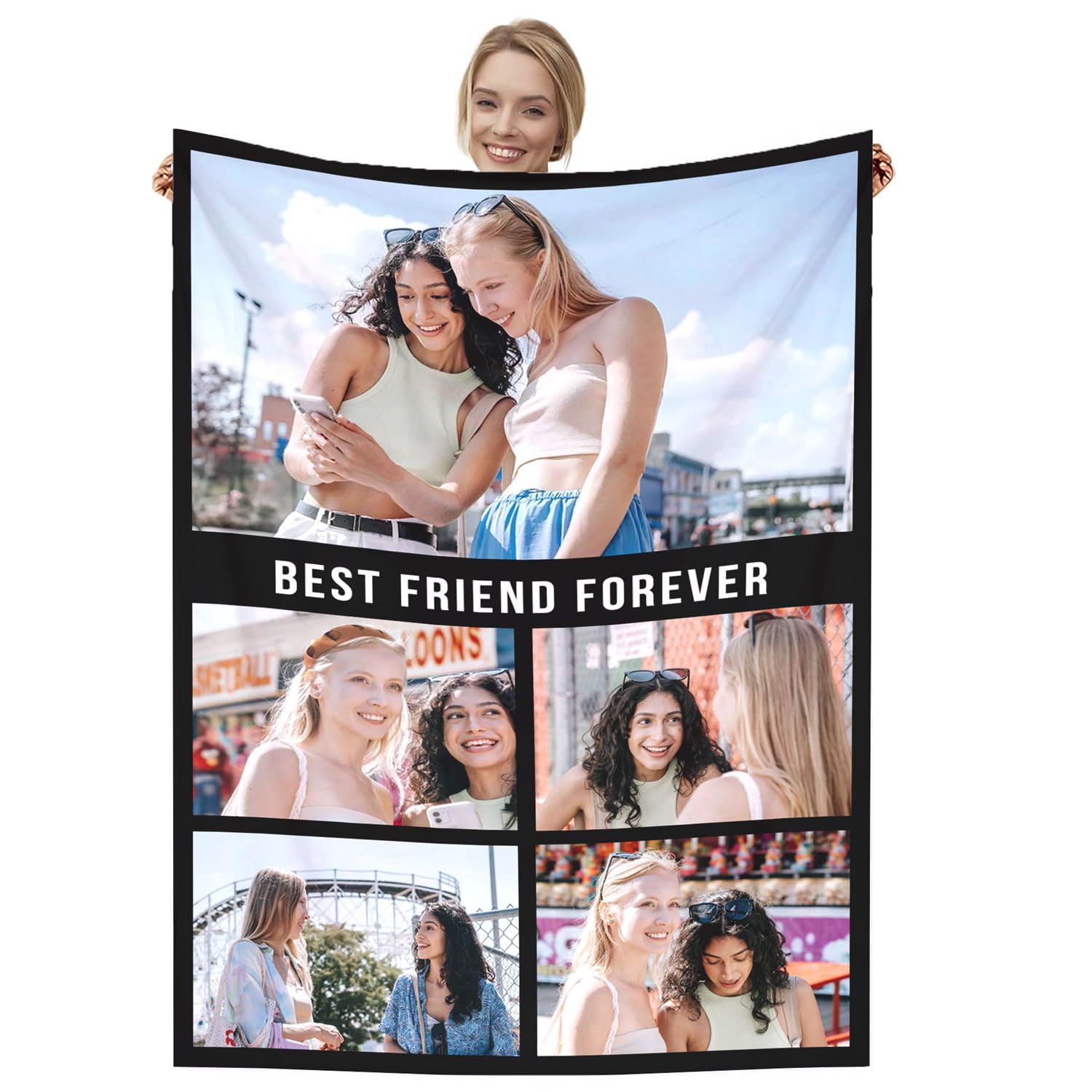 Dmkjdzsw personalised blanket，custom blanket， Soft Cosy Custom Blanket for Adults Kids，Personalised Gifts for Mum, Dad, Boyfriend-E-100 * 150CM