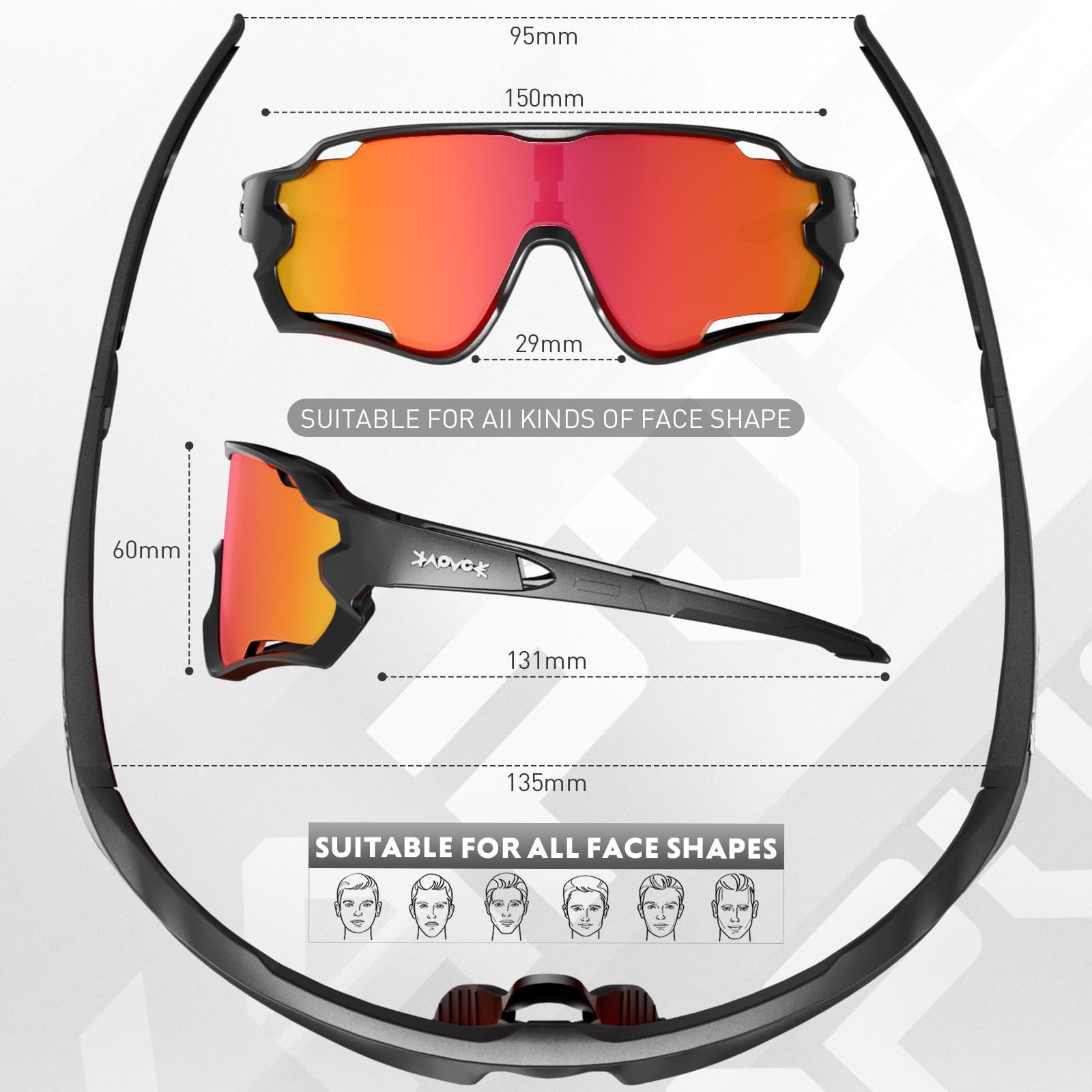 Lunettes De Cyclisme Polarisées Avec 5 Lentilles Interchangeables - Neuf Sous Pochette