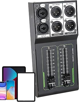 Studio Monitor Controller, Passive Audio Volume, Output Fader with Precise Control, Fader Knob, Audio Equipment Controller with Smooth Adjustment, Studio Home Audios System for Mixing and Playback