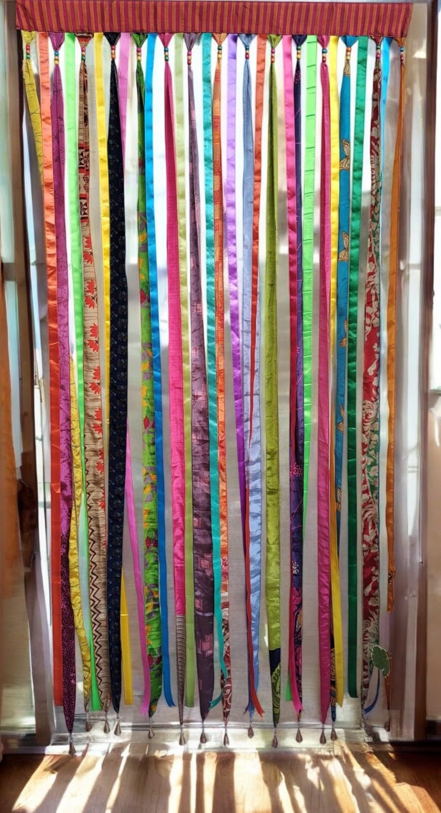 Mango Gifts Mehrfarbiger Bandvorhang mit Stangendurchzug - Raumteiler - Lichtfilterung - Für Wohnzimmer, Schlafzimmer - 216 x 114 cm