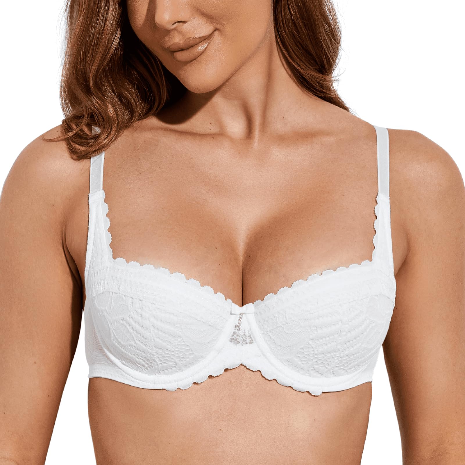 Deyllo Women's Balconette Push Up Bra Lightly Padded
