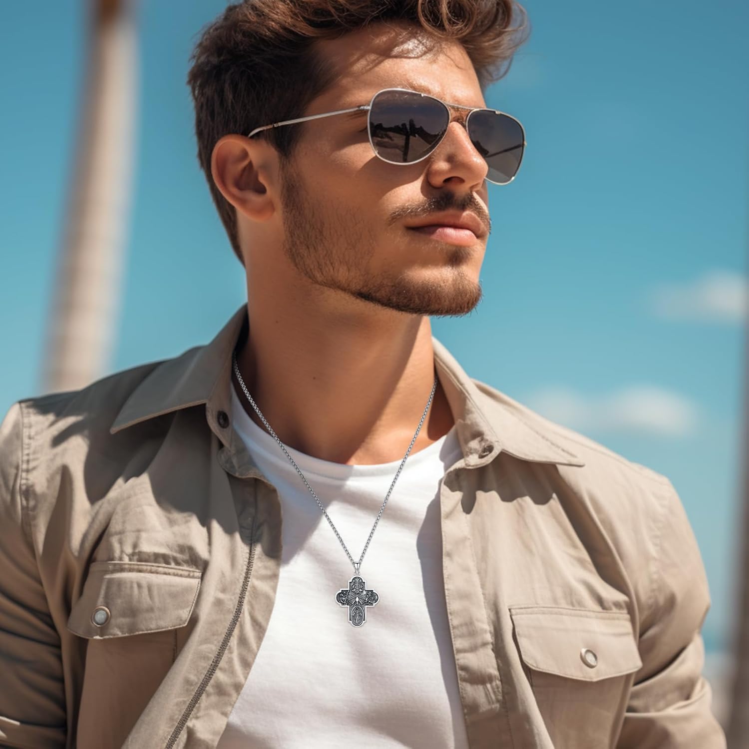 Patron Saint Medal Necklace 925 Sterling Silver Catholic Protection Pendant Religious Jewelry Gifts for Men Women - Image 5