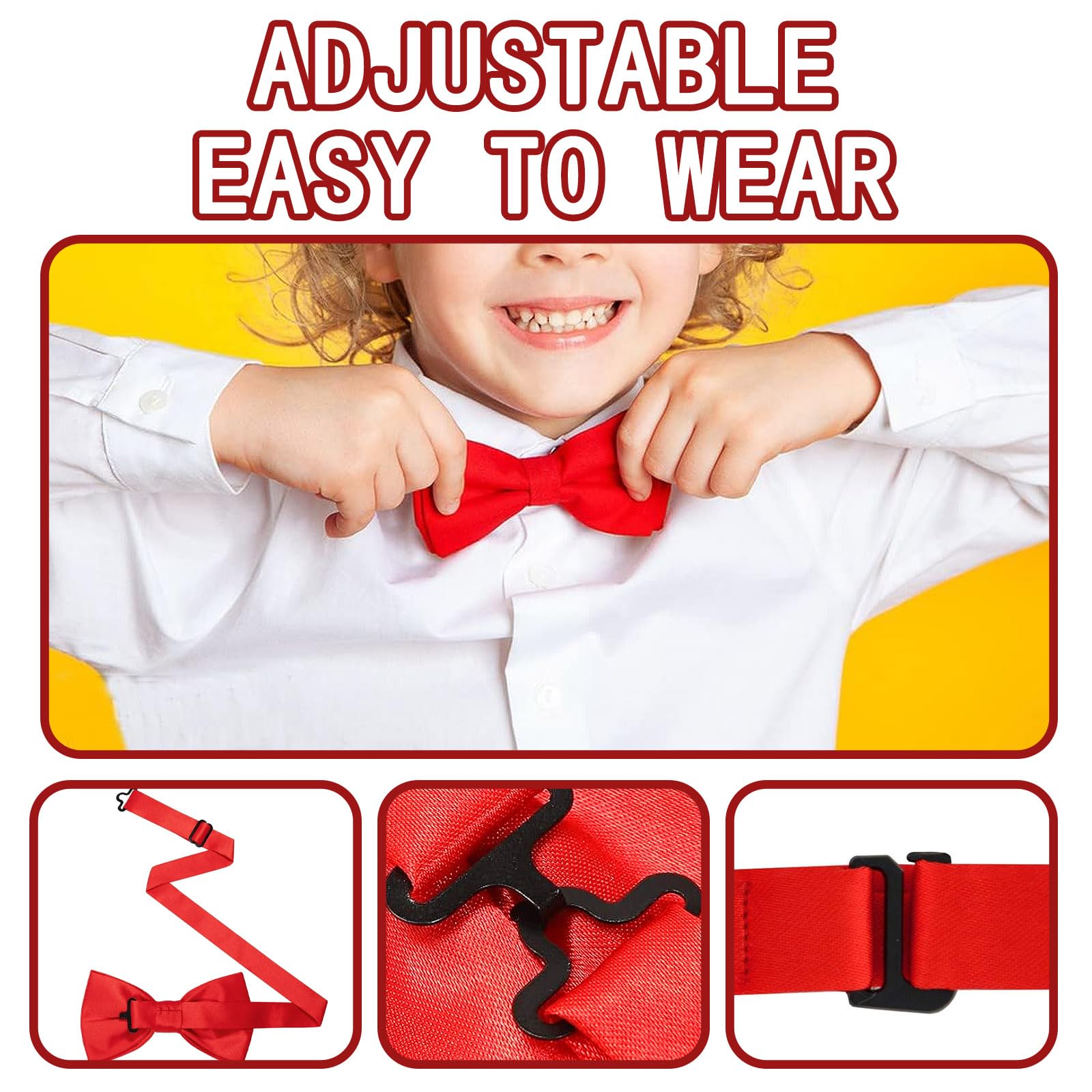 Pajarita Noble para niños - combinada y Ajustable 9X 4,5 cm,Pajarita niño,Pajarita roja,fajin Rojo niño