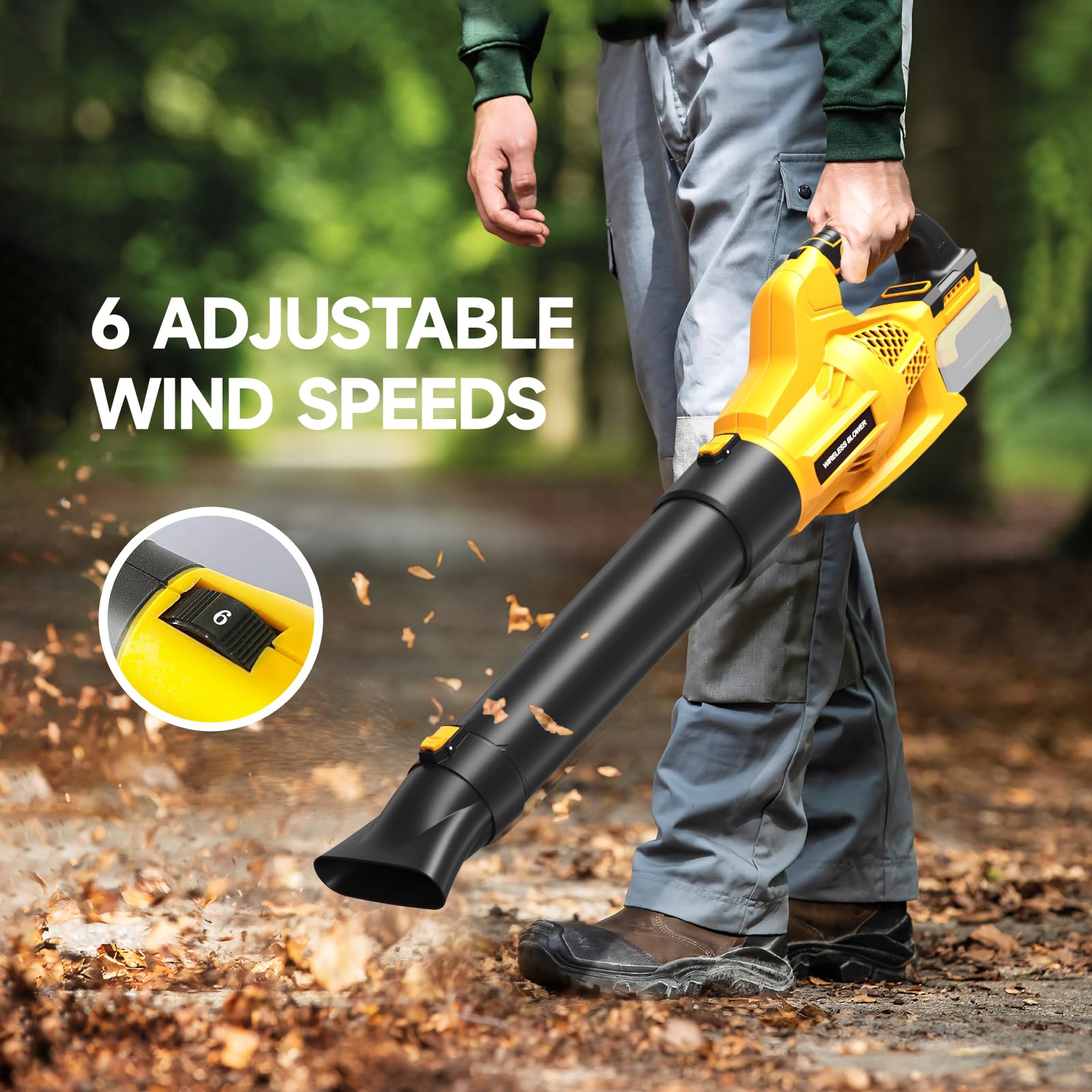 Soffiatore per foglie senza fili per batteria DeWalt da 20 V, 500 CFM/150 MPH, soffiatore portatile per soffiare foglie, polvere, neve, cura del prato, pulizia del patio (batteria non