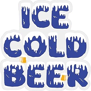 Tinlade 10 Inches Ice Cold Beer Sticker Concession Restaurant Food Truck Die-cut Sign Large Ice Cold Beer Vinyl Sticker