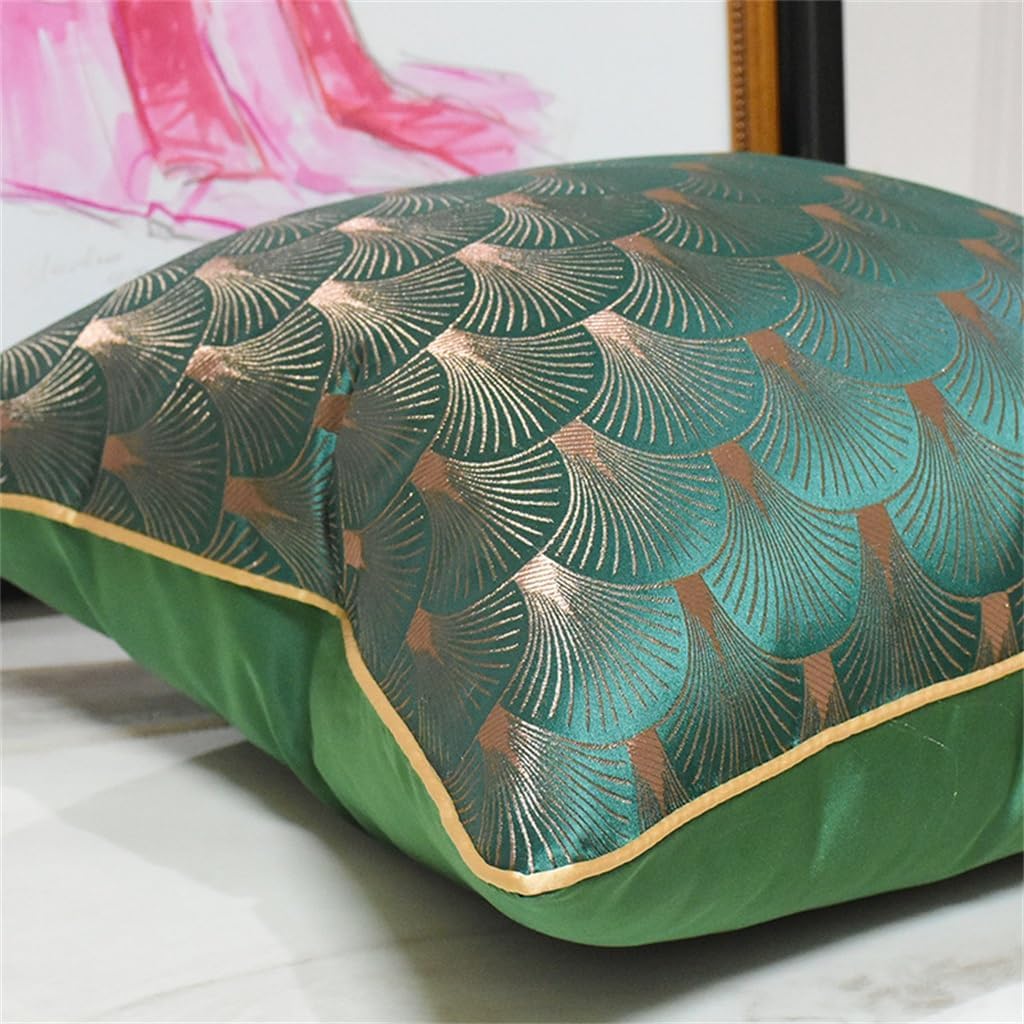 HBJWOV Green Fan Bed Pillow Sofa Villa Office Model Room Velvet Pp Cotton Core Throw