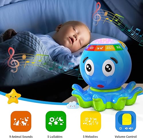 Miniatura 6 de Juguetes para bebés de 6 a 12 meses, juguete musical interactivo de pulpo, de 12 a 18 meses, tiempo boca abajo con luz y sonido, 7, 8, 9, 10, 11