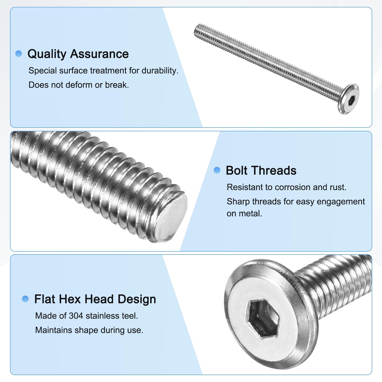 M METERXITY 10-Pack Flat Head Socket Cap Screws - Image 2