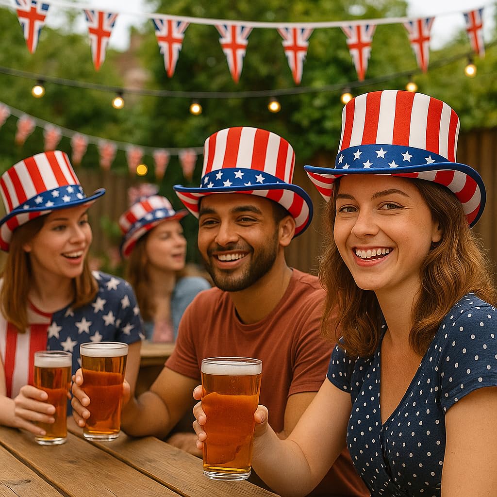 Boland 44963 - Sombrero USA Deluxe, tamaño de la cabeza aprox. 56-61, sombrero con estrellas y rayas, América, accesorios de disfraces para carnaval y fiestas temáticas