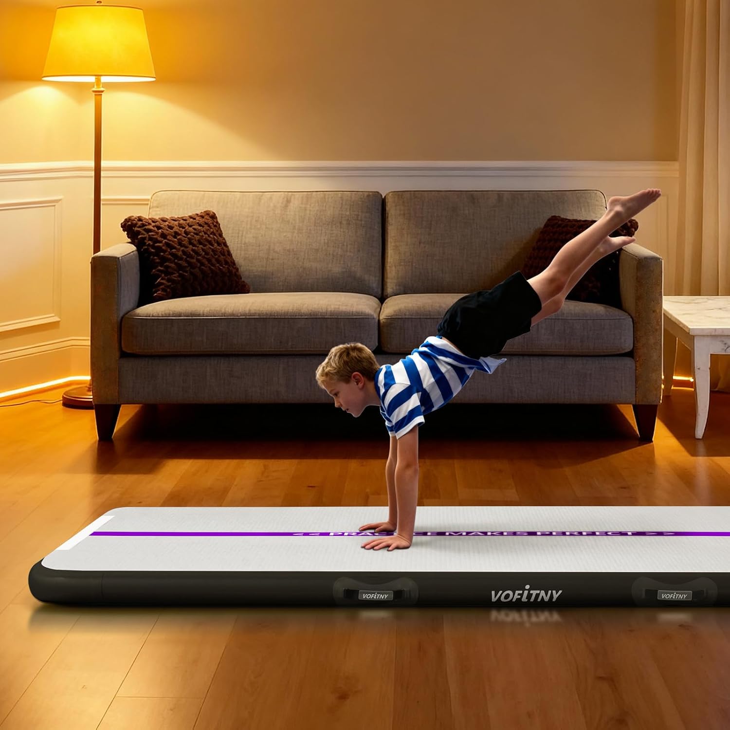 VOFiTNY All Purpose Gymnastics Mat 6.6/10/13/16/20 ft Sturdy Inflatable Tumble Track for Home/Gym
