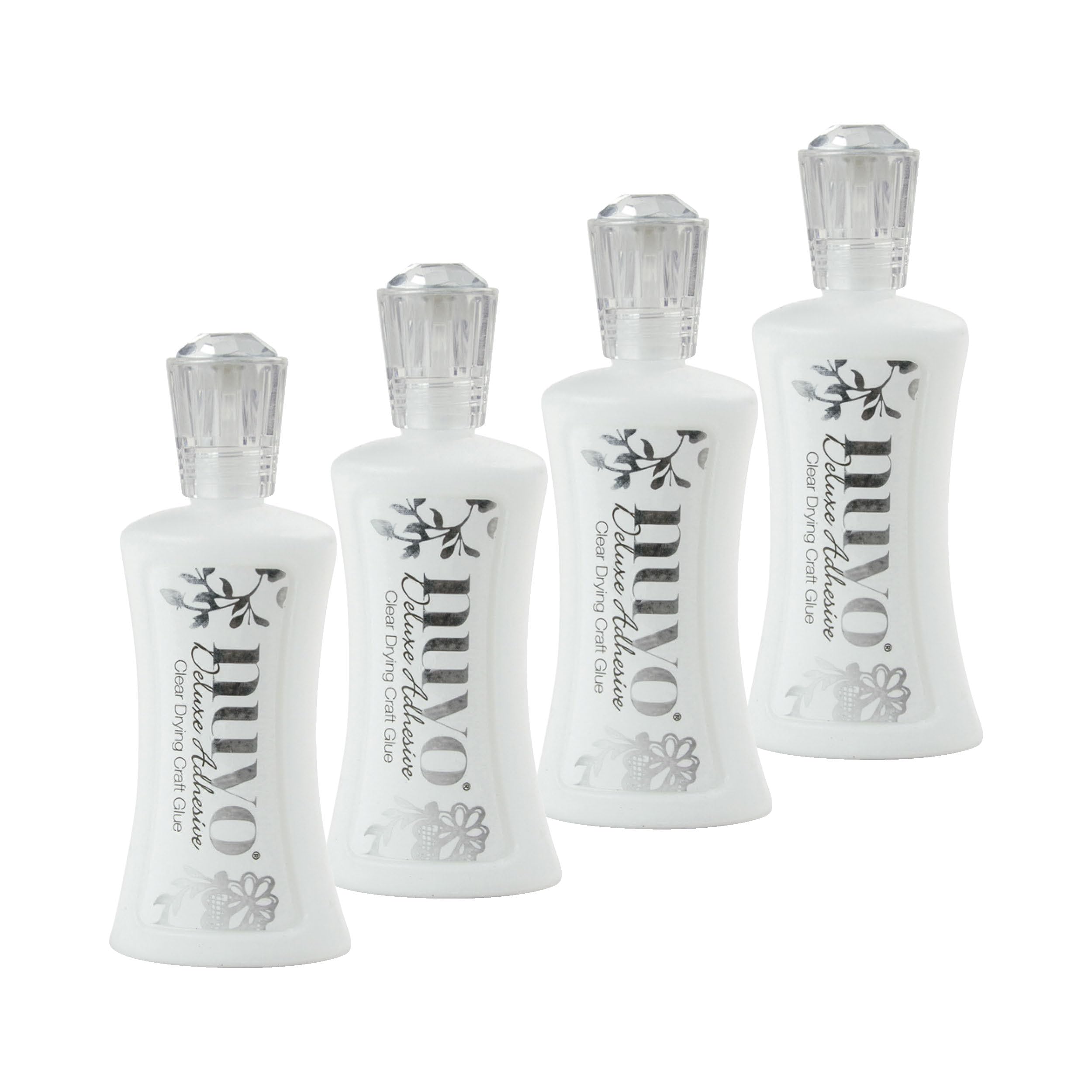 Nuvo Deluxe Adhesive - Silky White Water-Based Glue - Dries Crystal Clear (Pack of 4)