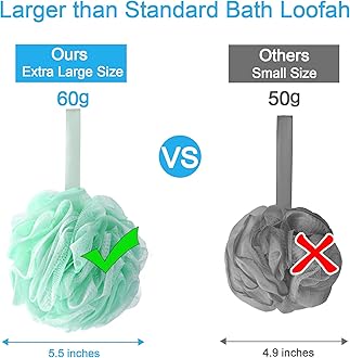 AmazerBath Loofah Sponge 60g/Piece, Exfoliating Bath Sponge Body Scrubber, Loofa Set of 4 - White Grey-Pink-Army Green-Green