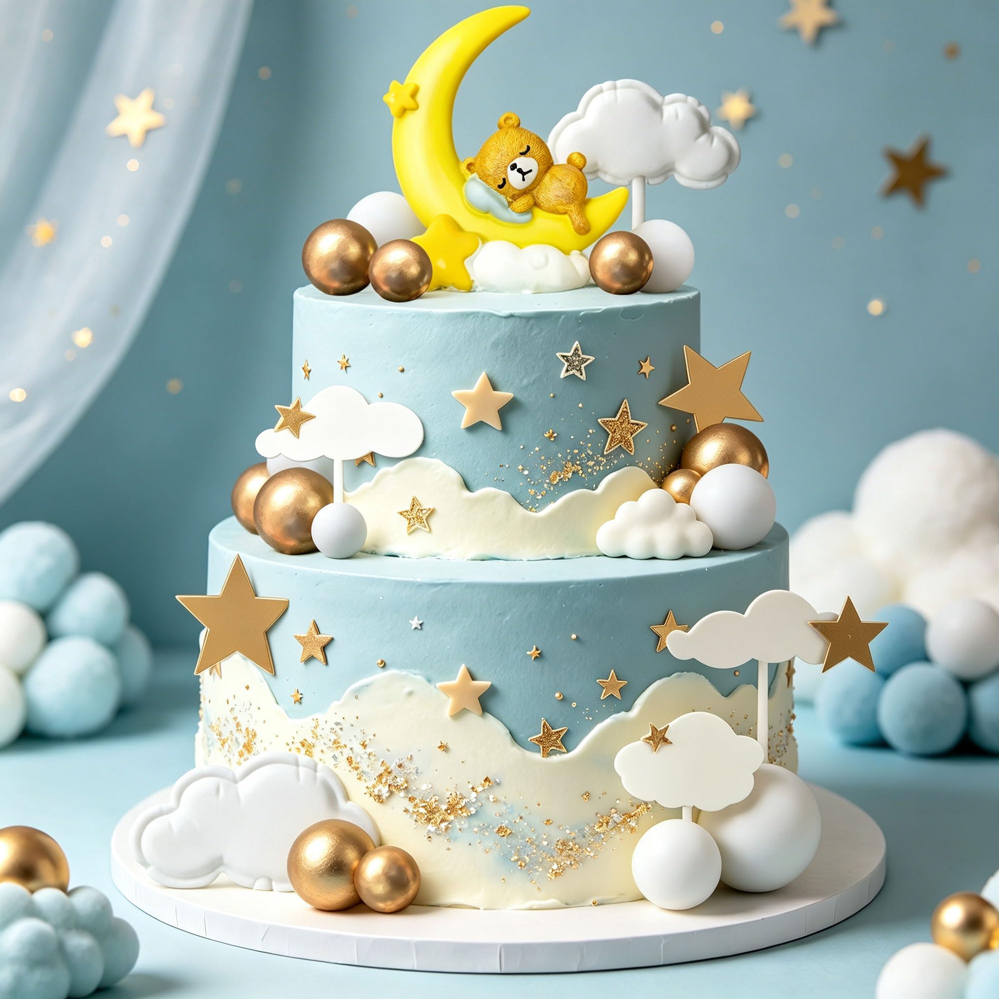 Moon Star Mini Bear Cake Toppers Bear Figurine Cake Decorations