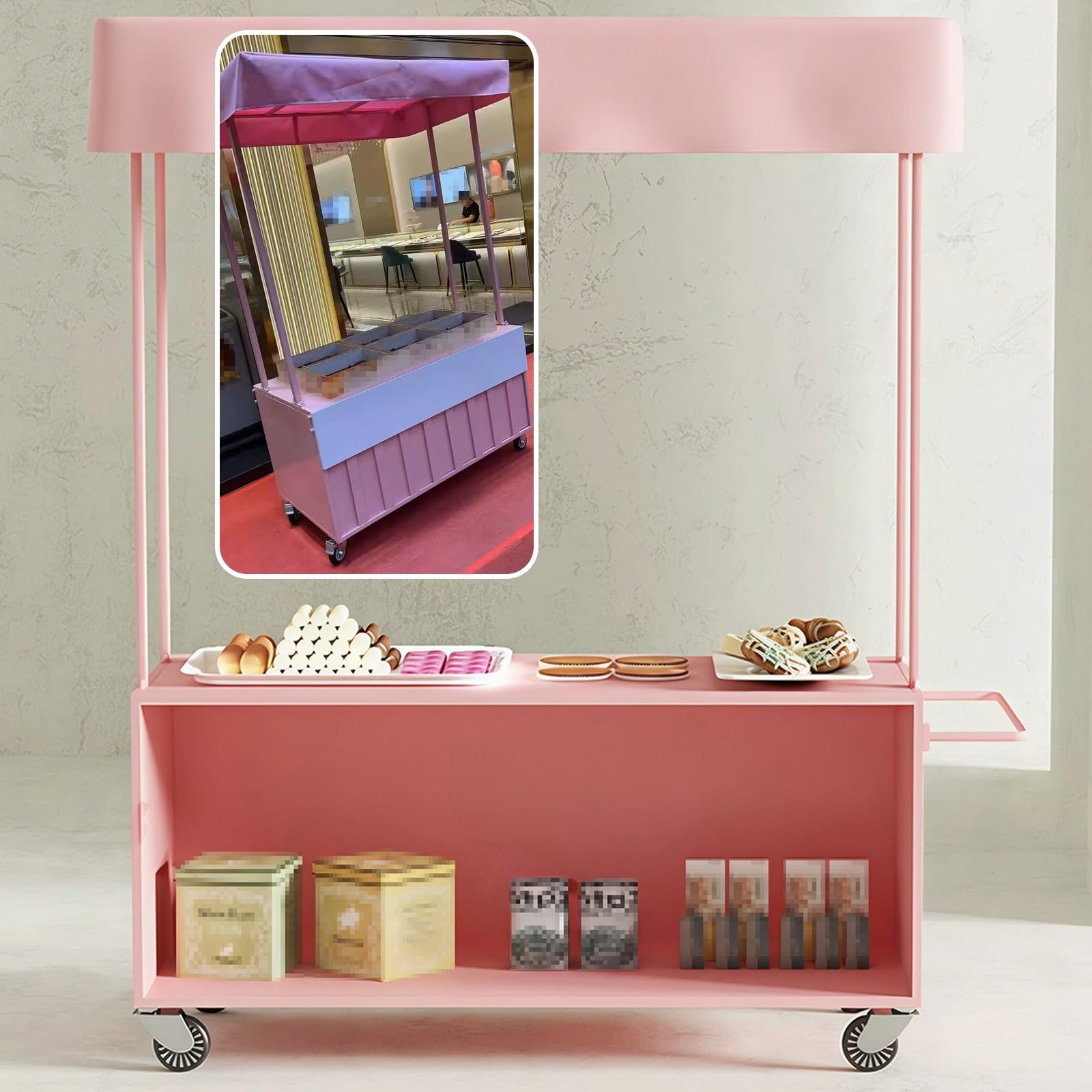 Carrello portatile del fornitore con ruote, Carrello mobile della stalla del mercato, Banco di mostra dell'alimento all'aperto con baldacchino, Ampio controsoffitto per eventi di strada, Vendite di