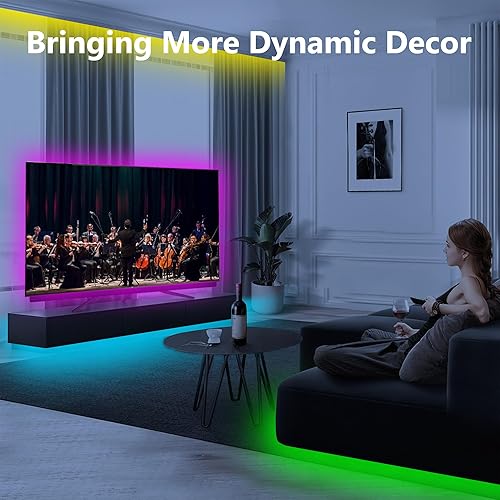 Miniatura 7 de Tira de luz LED RGB de 65.6 pies para retroiluminación de TV de 80 a 100 pulgadas, tira de luz USB SMD 5050 con control inteligente de aplicación,