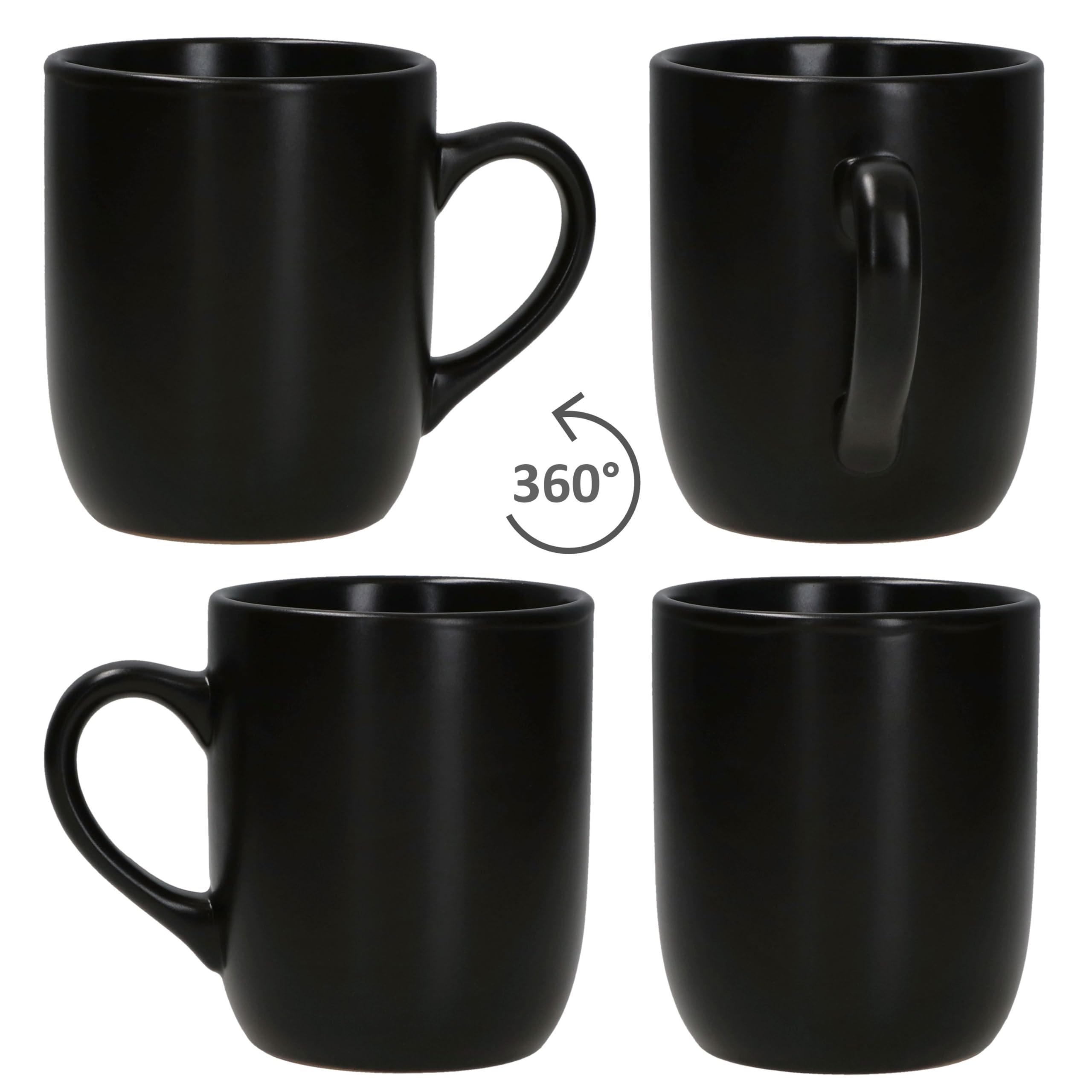 MamboCat Panther Service de petit-déjeuner 12 pièces noir I 6 petites assiettes et 6 tasses à café mates de 340 ml, hauteur 10,3 cm pour 6 personnes I Tasse, assiettes à gâteau I Vaisselle en faïence