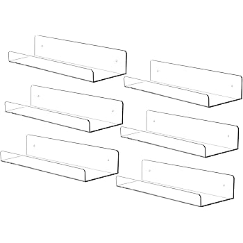 Cq Acrylic 15 Acrylic Floating Wall Ledge Shelf Floating Book Shelves For Kids Room Clear Bathroom Shelves Great For Living Room Kitchen Set Of 6 Bedroom Office Bathroom Floating Shelves