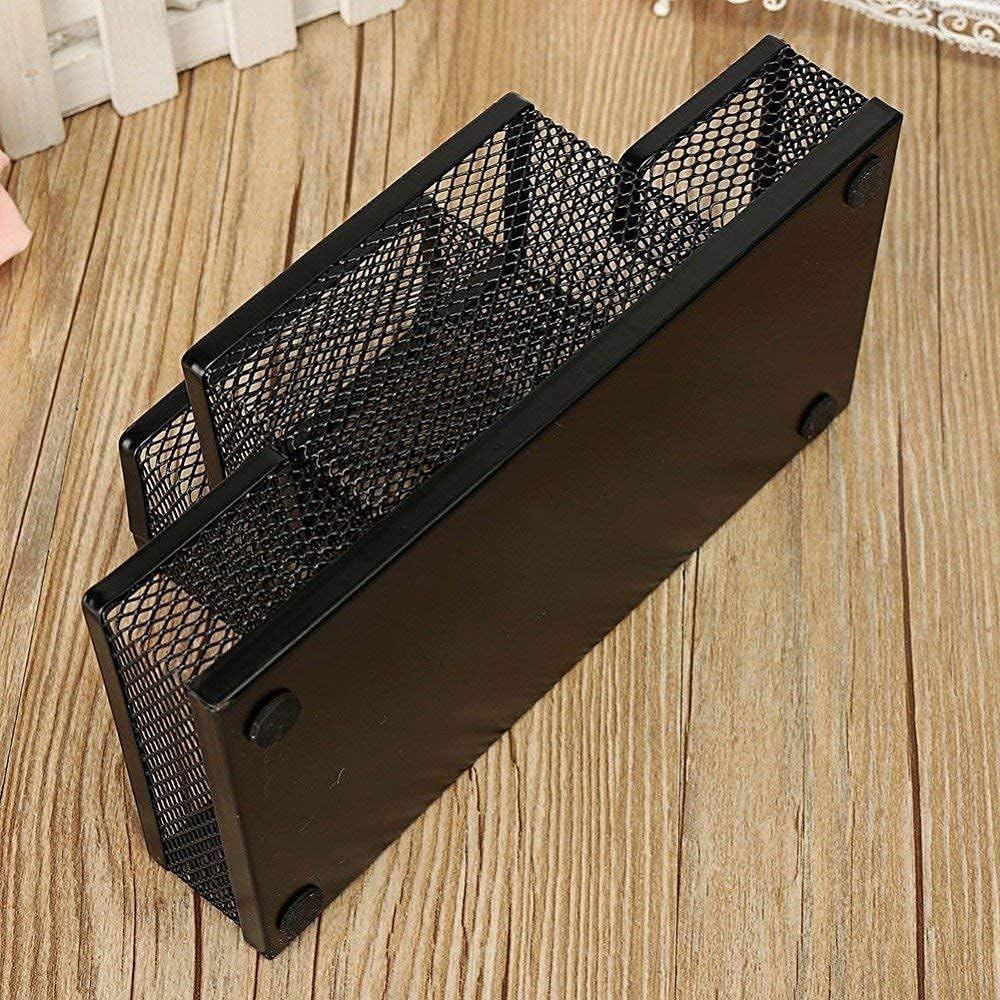 Organizer da scrivania, in rete metallica, con 4 scomparti, per ufficio e casa, organizer salvaspazio da scrivania per articoli di cancelleria, 20,5 x 10 x 9 cm