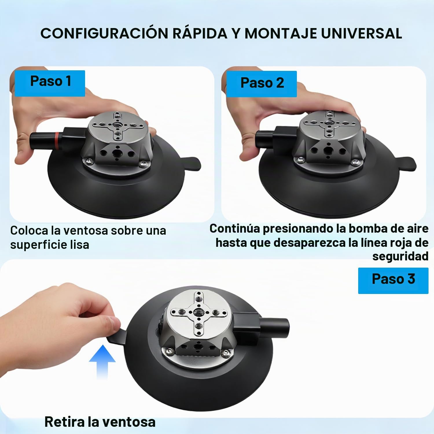 6" Coche DSLR Cámara Ventosa Soporte Ventana Alta Resistencia | Ventosa 50kg/110lb, Triple Cierre, 70mph, Roscas 1/4&3/8, con DSLR Acción Cámara , Aluminio Antivibración, Montaje Rápido