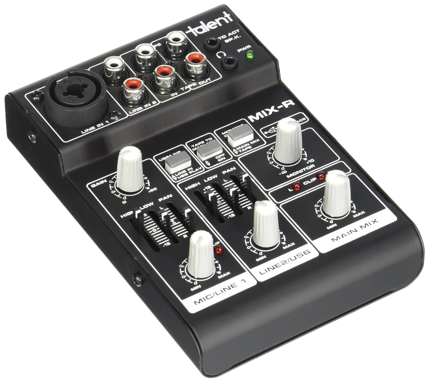 Talent Sound & Lighting MIX-R Mini Portable 3-Channel Mixer with USB Audio Interface