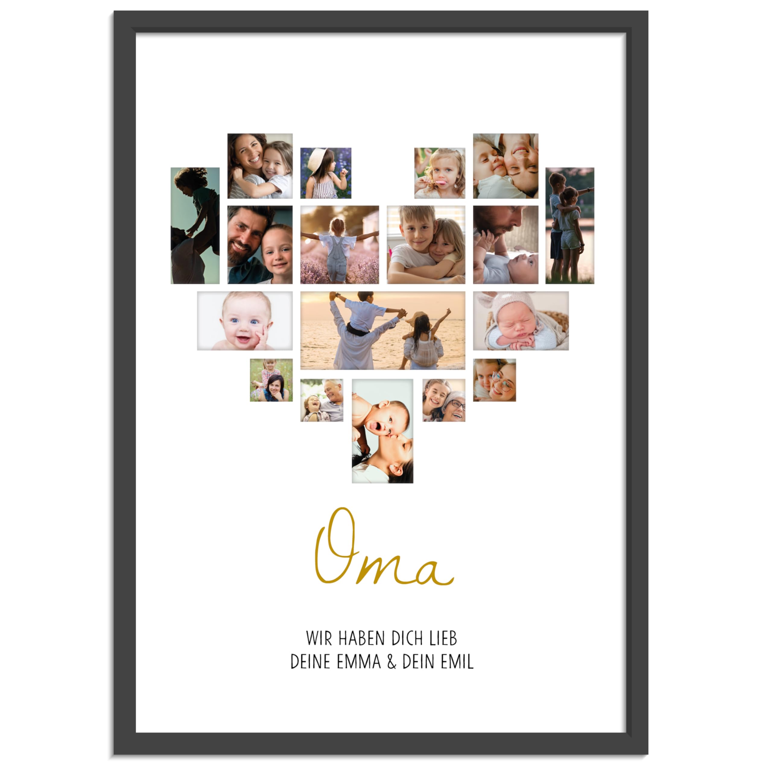 OWLBOOK® Personalisierte Geschenke für Oma Fotogeschenke für Oma Geschenke zum Geburtstag Geburtstagsgeschenke für Oma | Herz Mosaik 18 Fotos | Papier