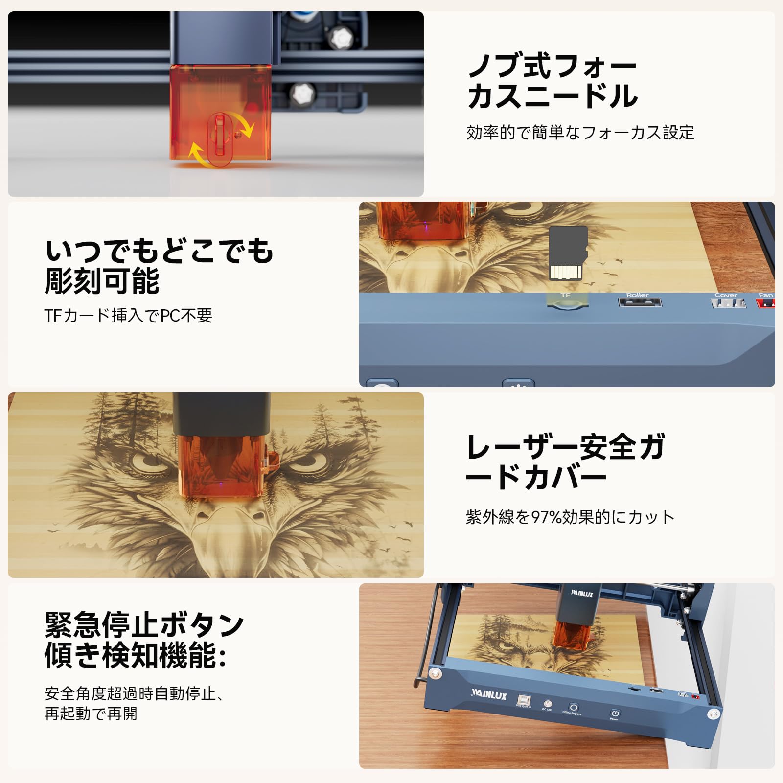 Amazon | WAINLUX X2 5W レーザー刻印機、ミニレーザー彫刻機,windows