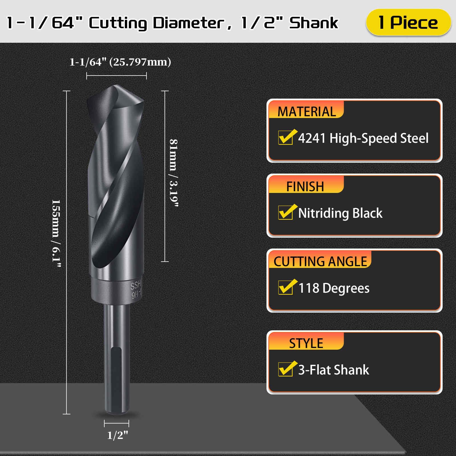 CoCud Drill Bit, 1-1/64" Cutting Diameter (25.797mm) - Image 2