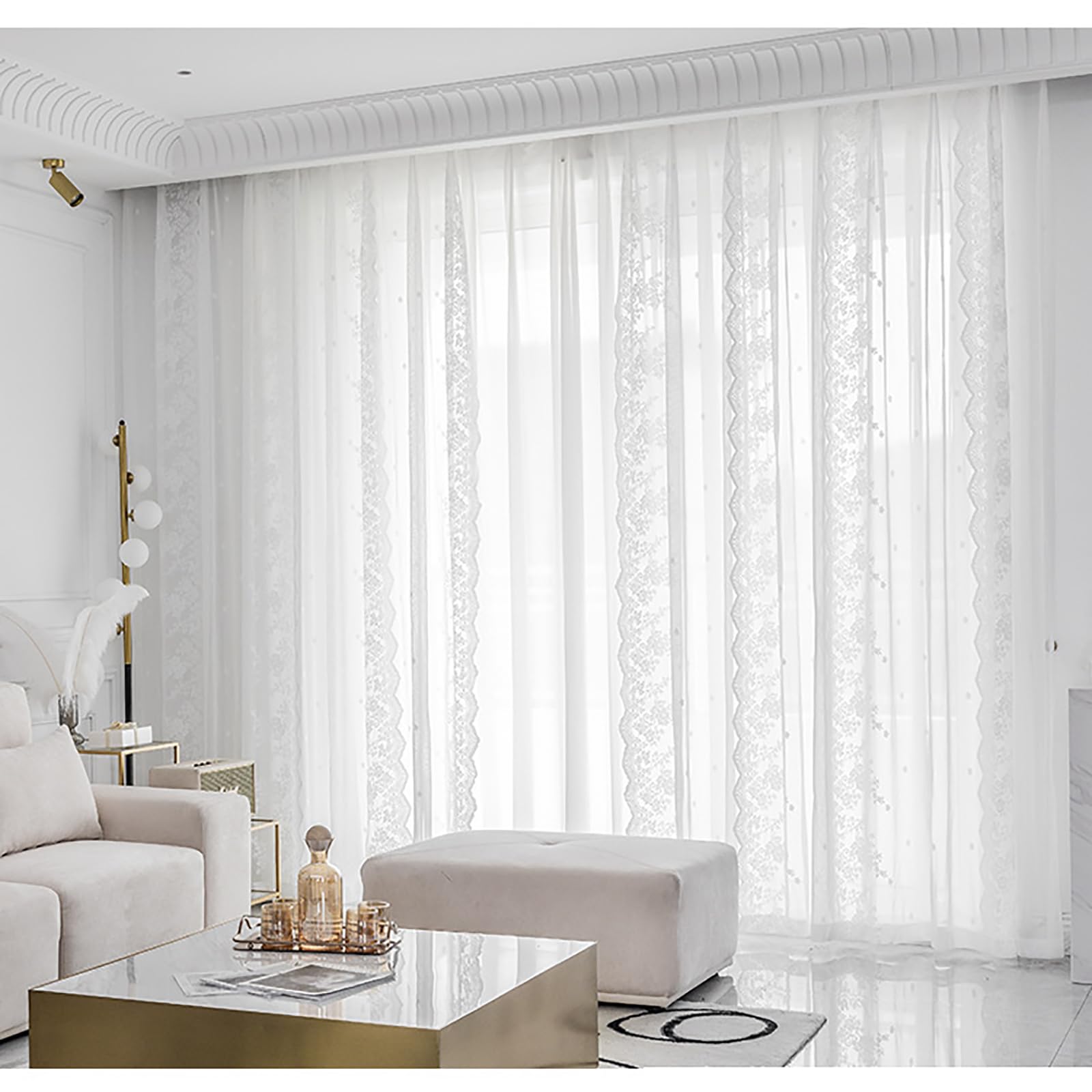 Rideaux en voile jacquard pour illuminer le salon au printemps
