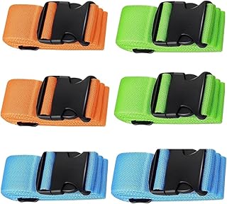 6 Pieces Luggage Straps, Adjustable Suitcase Luggage Belts, to Keep Suitcase Secure While Traveling, Aviation and Travel P...