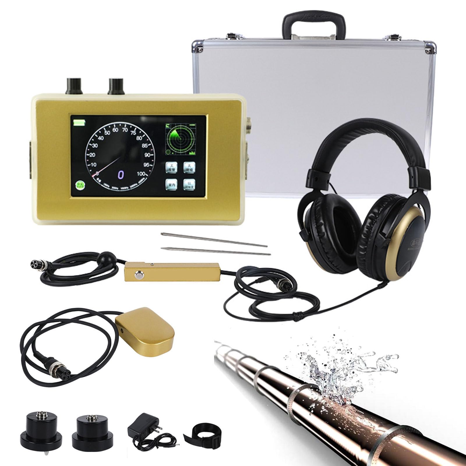 Détecteur de Fuites d'eau Géophone | 4M de Profondeur | Scan 1-4500Hz | Outil Professionnel pour Plombiers & Techniciens HVAC