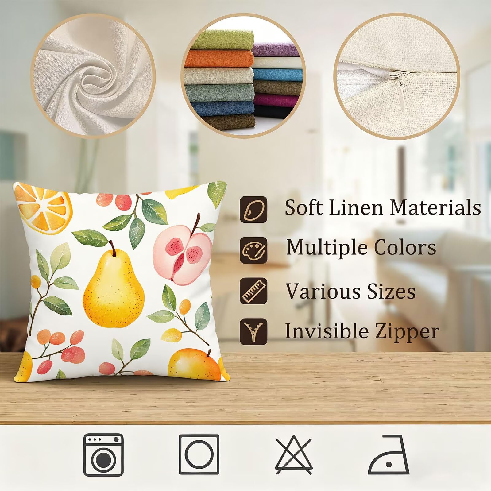 Amarillo Funda Cojin 60x60 Fruta Funda Almohada 60x60 Cojines Sofa Súper Suave Fundas Cojines Decorativos Fundas Almohadas 4 Piezas Cervicales y Cuello, para Hogar Sofa Cama Salon Decoracion E - 597