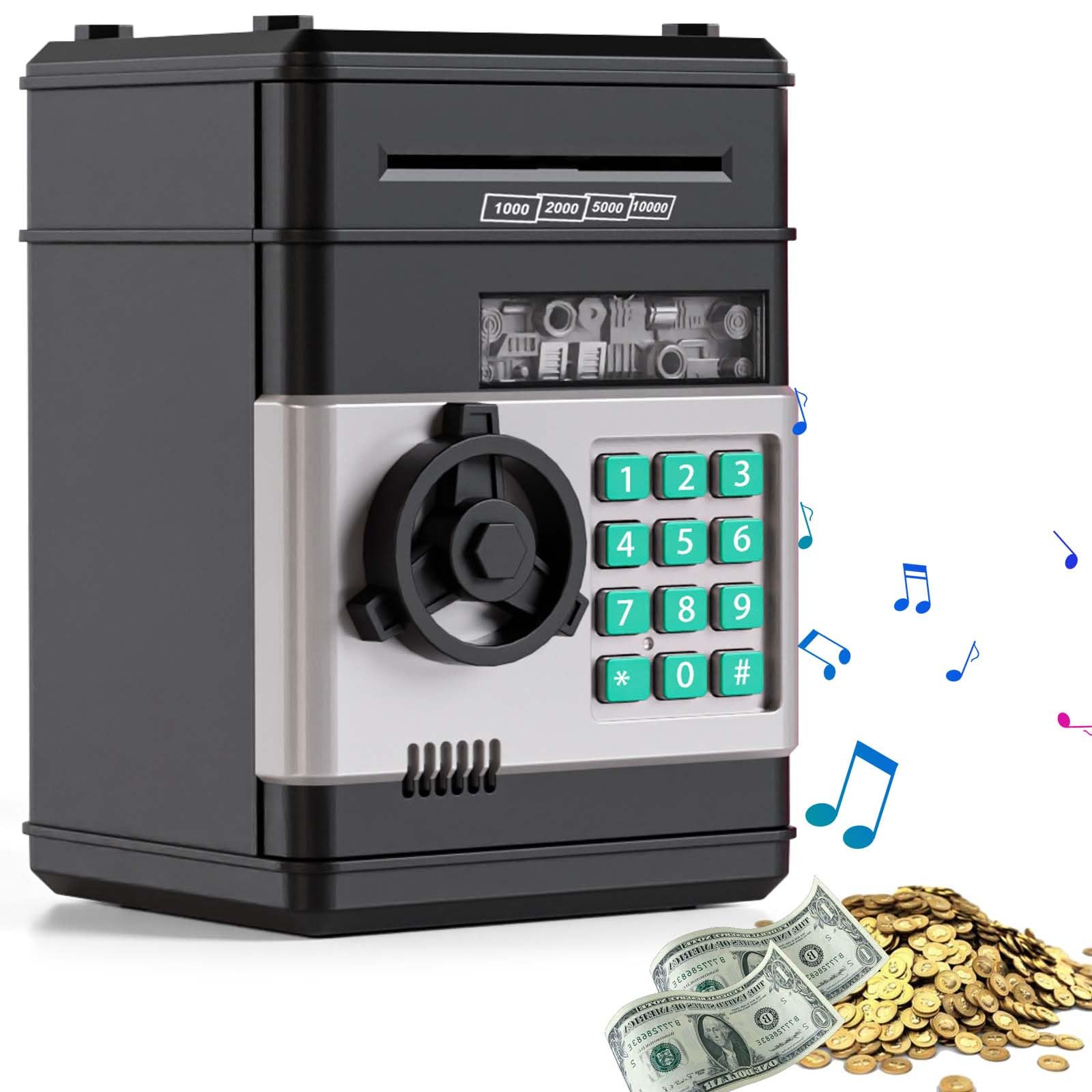 Akozon Caisse Tirelire Électronique Tirelire De Mot De Passe ATM De Simulation Boîte De Pièces