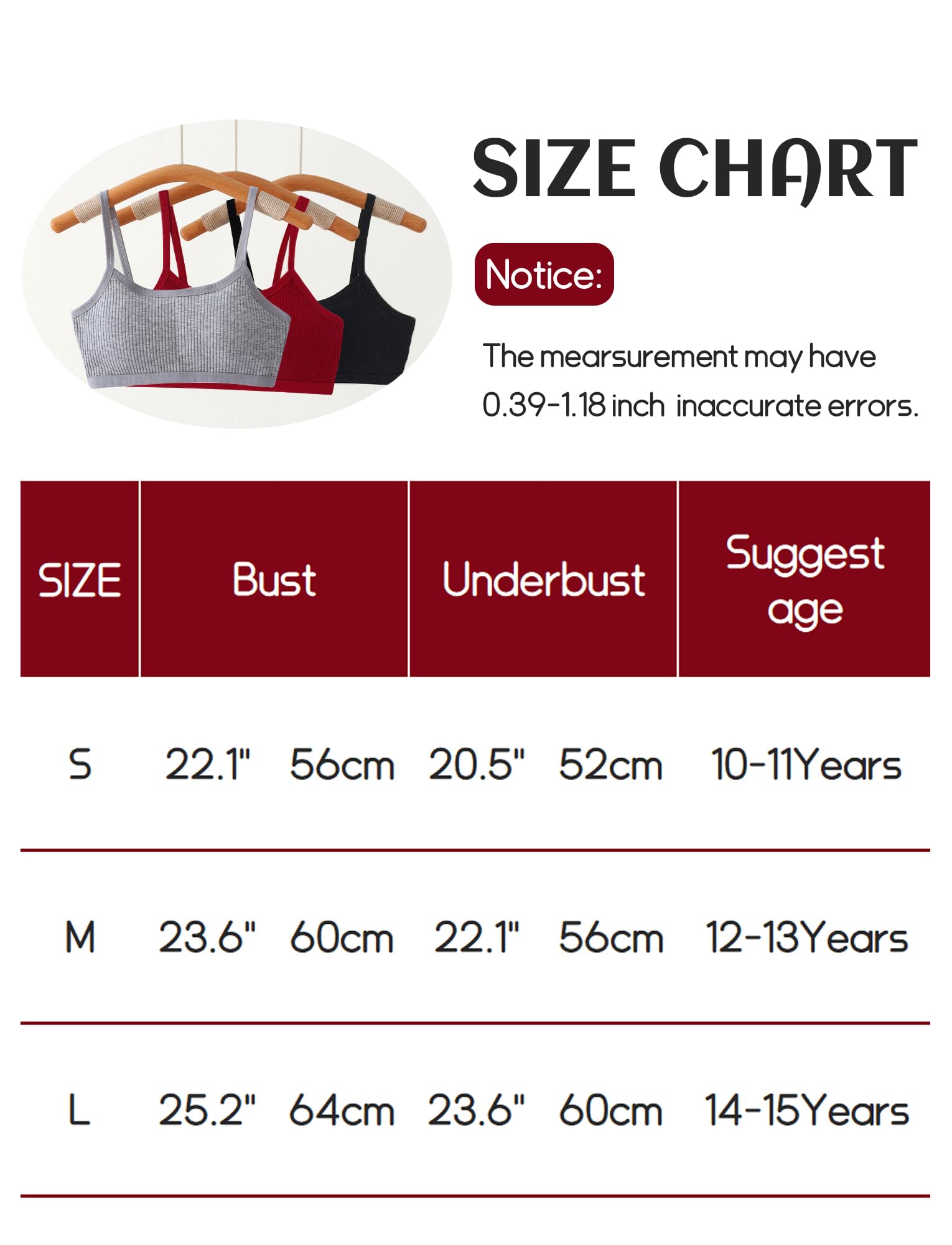 SEAUR BH Mädchen Gepolstert Bequeme Multipack Sport BH Set Baumwolle Mädchen Bralette Oberteil Atmungsaktiv