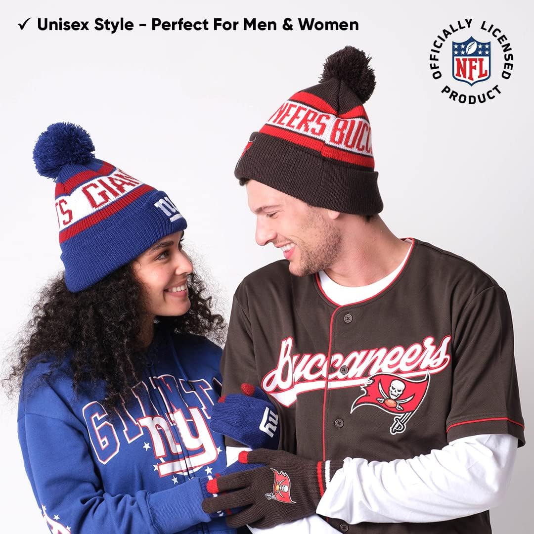 Ultra Game Adults NFL Official Super Soft Winter Beanie Knit Hat With Warm Touch Screen Gloves