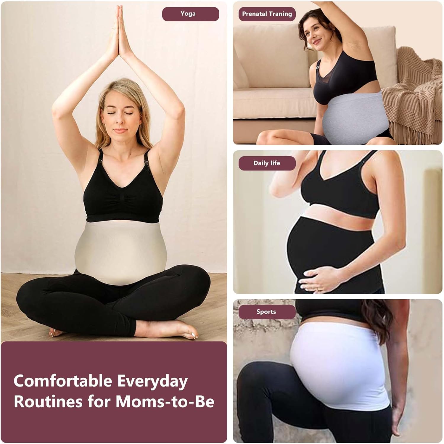 DIRAVO Womens Maternity Belly Band for Pregnancy Non-slip Silicone Stretch Pregnancy Support Belly Belt Bands… - Image 3