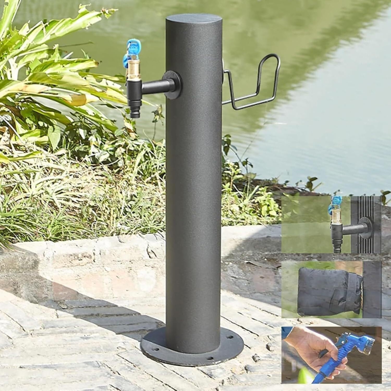 Cucce One Color Stainless Steel Water Column 304 Stainless Steel Vertical Garden Water Column Fountain, Antifreeze Outdoor Faucet Hydrant With Lock(86X20.5cm)