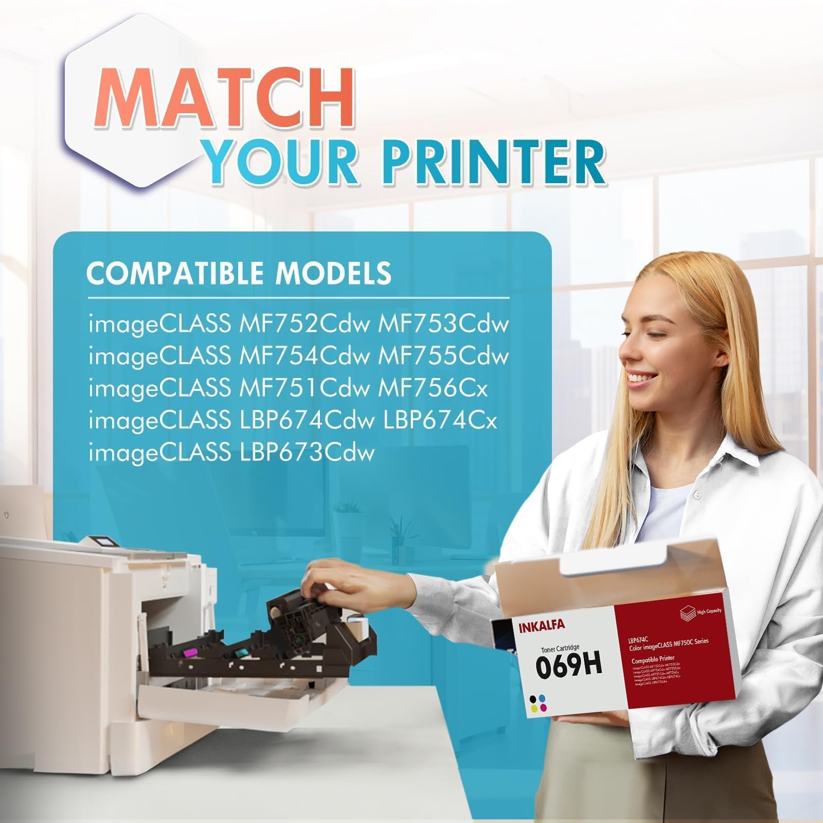 069H 069 MF754Cdw MF752Cdw Compatibile per Canon 069H Cartuccia Toner | i-Sensys MF754Cdw LBP673Cdw MF753Cdw LBP674Cx LBP674Cdw MF751Cdw MF755Cdw MF756Cx Nero Ciano Giallo Magenta