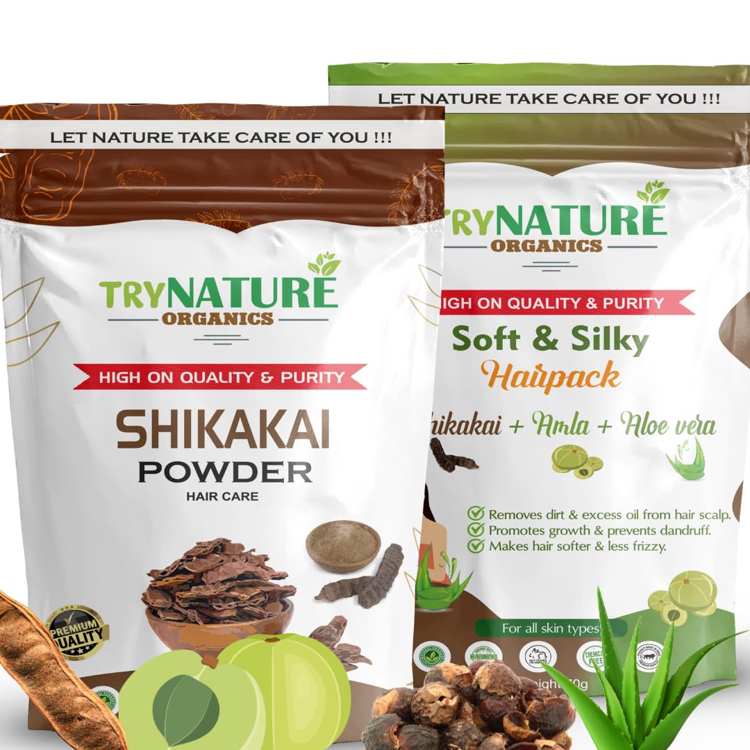 Shine & Strength Natural Hair Care Combo | Shikakai + Soft Silky Hair Pack (Mix of Amla, Aloe, Shikakai) | Hair Cleanser & Conditioner Best For Hair Growth, Shine & Scalp Care | DIY Hair Masks (140g)-image-25