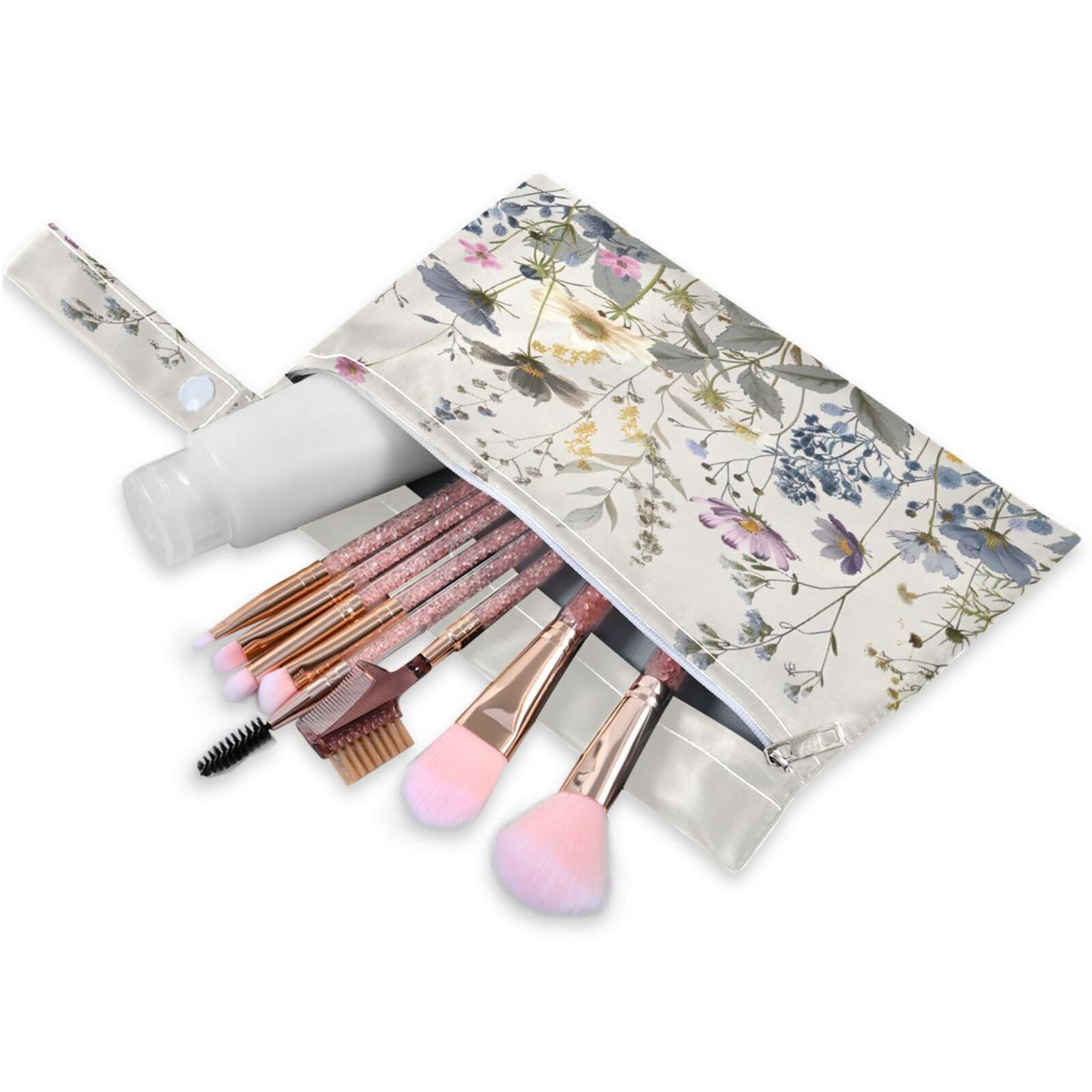 ATTX Watercolor Wildflowers Wet Dry Bags 2-Pack - Reusable Cloth Diaper Storage for Travel, Beach & Gym | Multi-Use Waterproof Bags for Swimsuits, Baby Clothes, Sports Gear#139