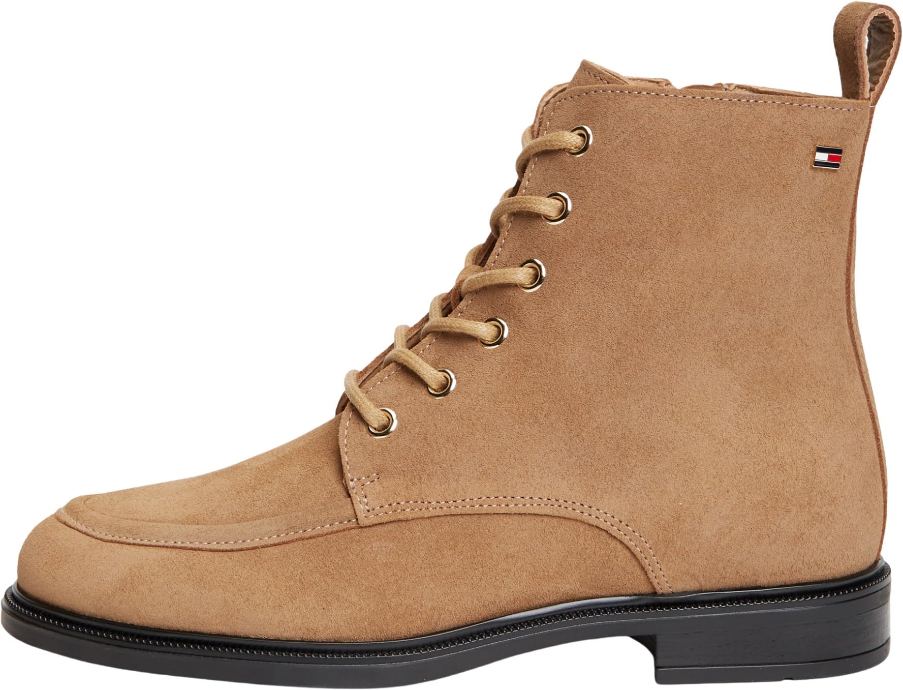 Tommy Hilfiger Women Enamel Flag Suede Lace-Up Boot FW0FW09681 Low Boots, KHAKI (Safari Canvas), 6.5